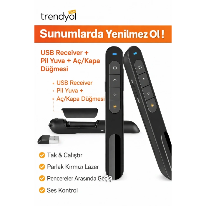 Dailytech Kablosuz Sunum Kumandası Presenter 2.4GHz USB PowerPoint Clicker Ses Link Kontrol