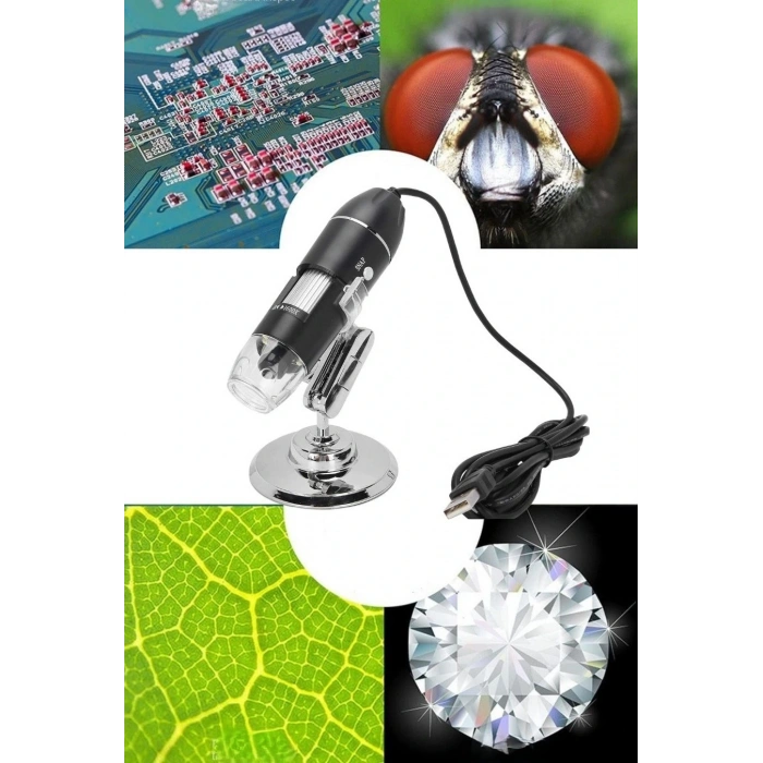 DailyTech 1600X Zoom 2MP USB Dijital Mikroskop 8 Ledli Kamera