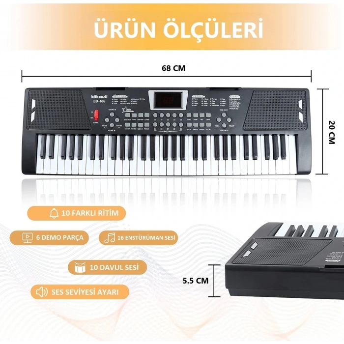 DailyTech 61 Tuşlu USB Dijital Klavye Piyano Profesyonel Büyük Çocuk Müzikal Elektronik Piyano Taşınabilir Çocuk Oyuncak Müzik Aletleri -