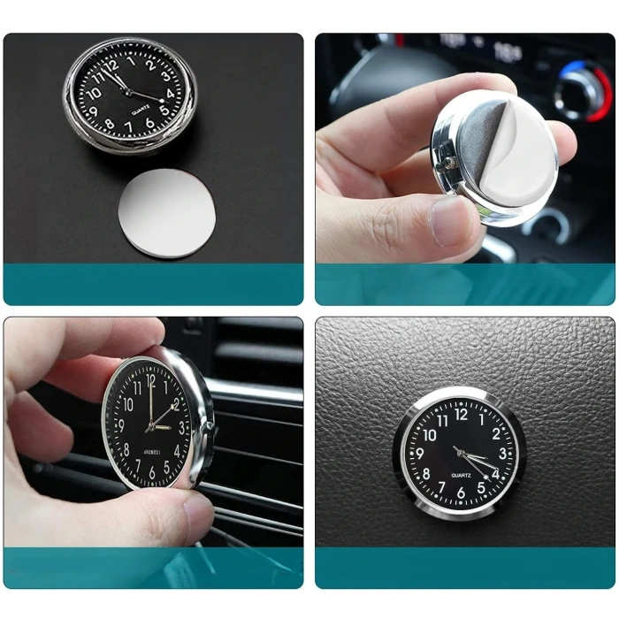 DailyTech Aydınlık Araç Araba Tekne Bisiklet İçin Mini Kuvars Saat - DailyTech - BEYAZ