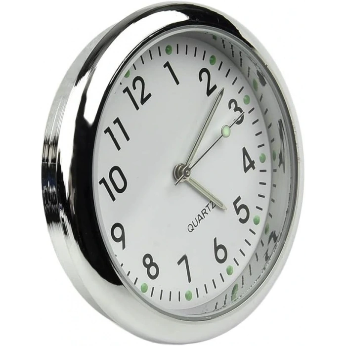 DailyTech Aydınlık Araç Araba Tekne Bisiklet İçin Mini Kuvars Saat - DailyTech - BEYAZ