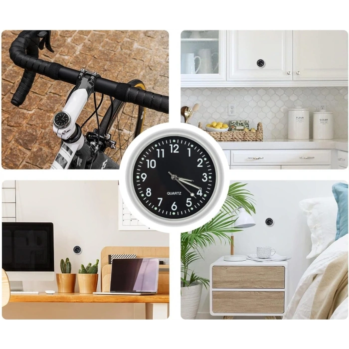 DailyTech Aydınlık Araç Araba Tekne Bisiklet İçin Mini Kuvars Saat - DailyTech - SİYAH