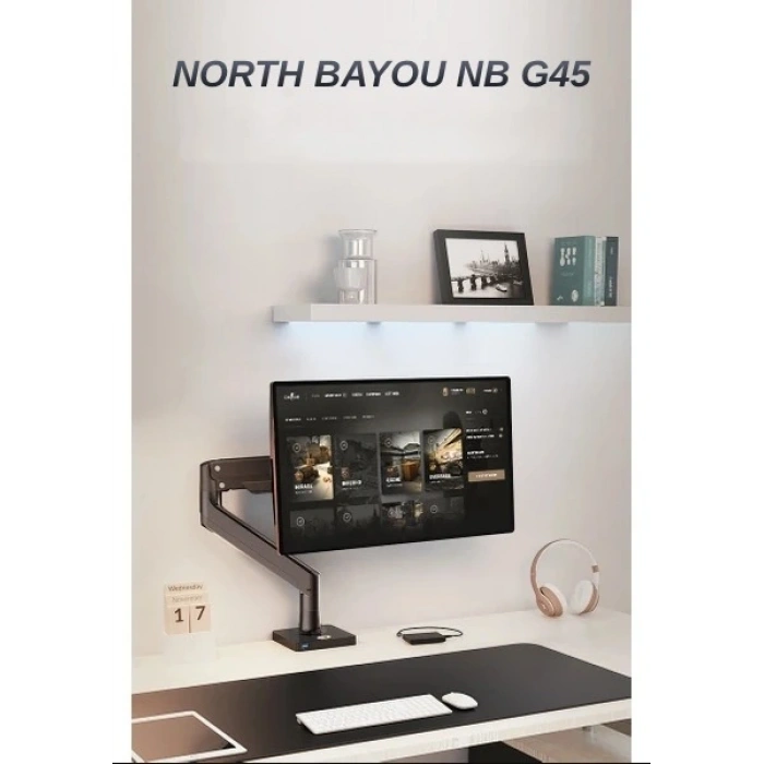 DailyTech North Bayou NB G45 Gaz Yay Kolu 27-40 İnç Ekran Masaüstü Monitör Tutucu 360 Döndürmek 2-12kg Düz Ekran Oval Ekran USB -