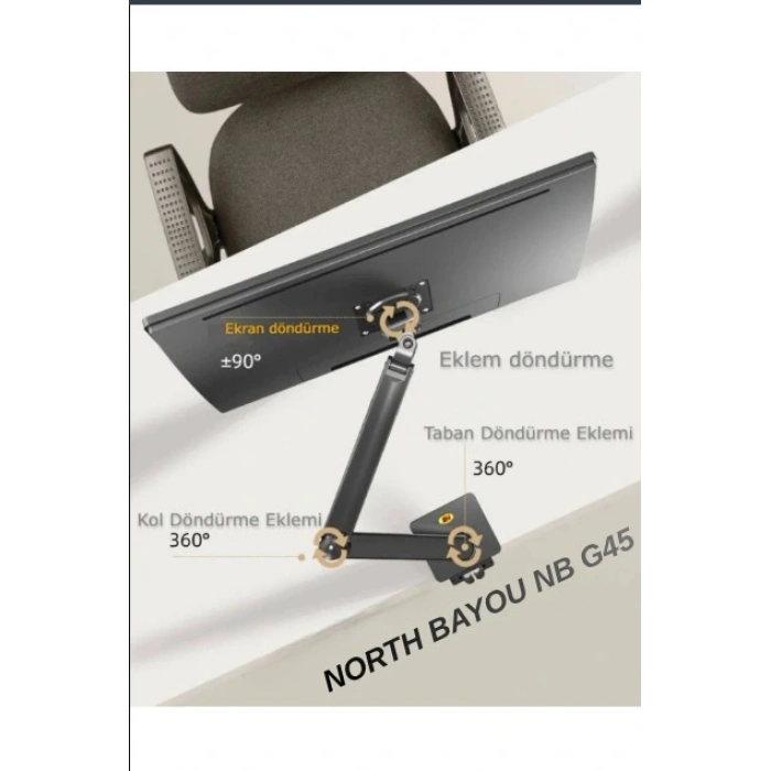 DailyTech North Bayou NB G45 Gaz Yay Kolu 27-40 İnç Ekran Masaüstü Monitör Tutucu 360 Döndürmek 2-12kg Düz Ekran Oval Ekran USB -