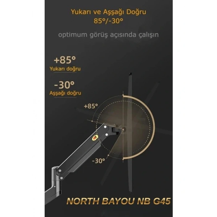 DailyTech North Bayou NB G45 Gaz Yay Kolu 27-40 İnç Ekran Masaüstü Monitör Tutucu 360 Döndürmek 2-12kg Düz Ekran Oval Ekran USB -