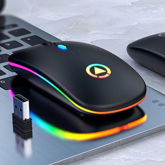 DailyTech Şarj Edilebilir Kablosuz Led Işıklı Sessiz Optic Mouse - SİYAH