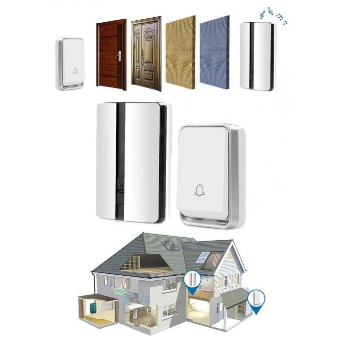 DailyTech Su Geçirmez Kablosuz Pil Gerektirmeyen Kapı Zili