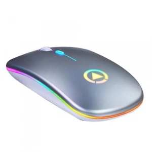 DailyTech Şarj Edilebilir Kablosuz Led Işıklı Sessiz Optic Mouse - GÜMÜŞ GRİ