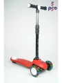 PRO Toys Işık/Ledli Üç Teker Yükseklik Ayarlanabilir ve Katlanabilir Fren Sistemli Çocuk Scooter | Kırmızı