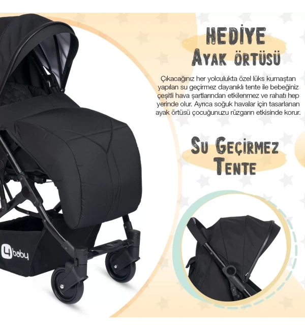 4 Baby AB-383 Drone Sky Siyah Kabin Tipi Bebek Arabası