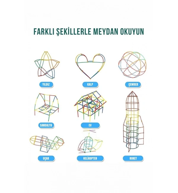 4D Diy Block Bambu Çubuklar Kutulu Zeka Ve Hayal Gücü Eğitici Oyuncak (300 Parça )