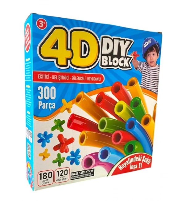 4D Diy Block Bambu Çubuklar Kutulu Zeka Ve Hayal Gücü Eğitici Oyuncak (300 Parça )