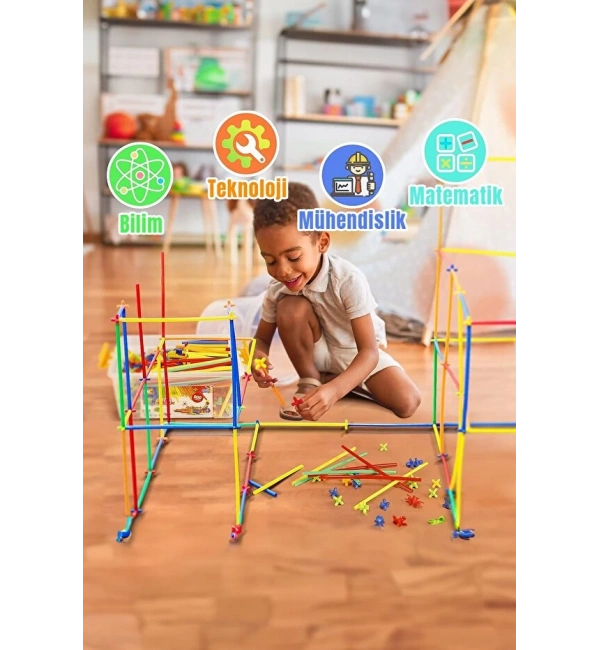 4D Diy Block Bambu Çubuklar Kutulu Zeka Ve Hayal Gücü Eğitici Oyuncak (300 Parça )