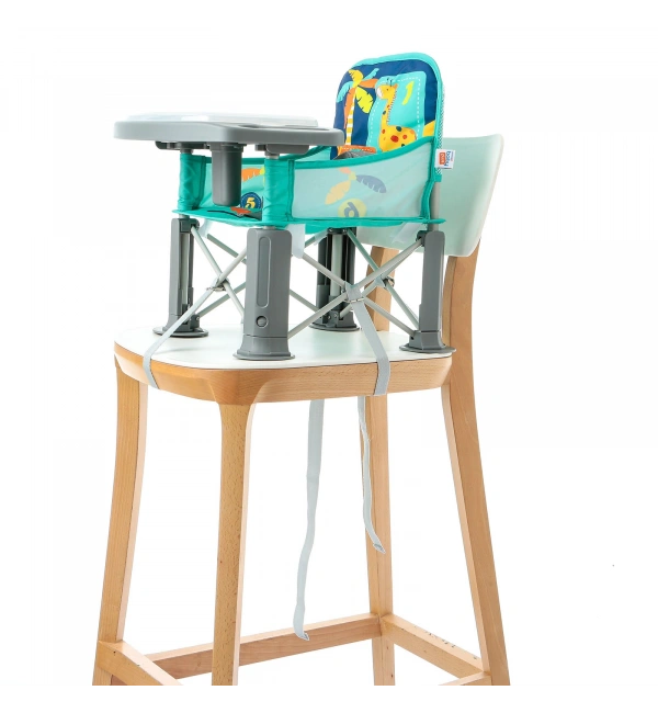 Picnic Portatif Mama Sandalyesi Yükselticili Katlanabilir Bebek Sandalyesi - Zürafa