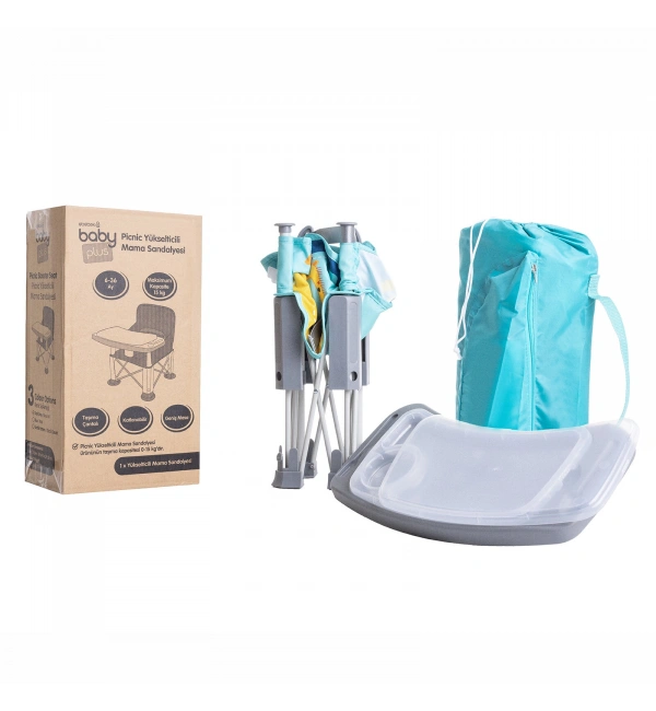 Picnic Portatif Mama Sandalyesi Yükselticili Katlanabilir Bebek Sandalyesi - Zürafa