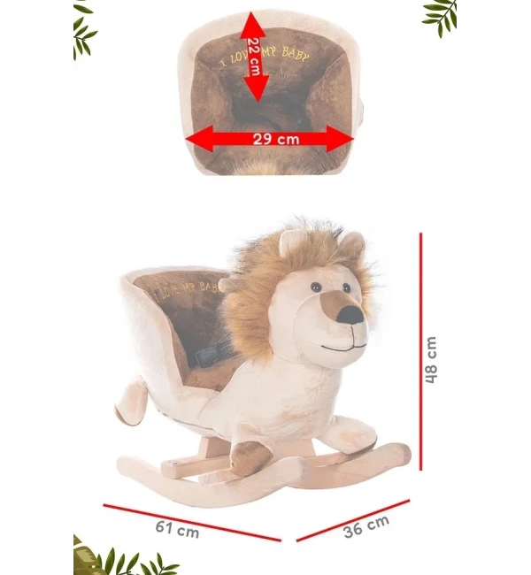 Ahşap Ayaklı Peluş Oyuncak Sallanan Aslan