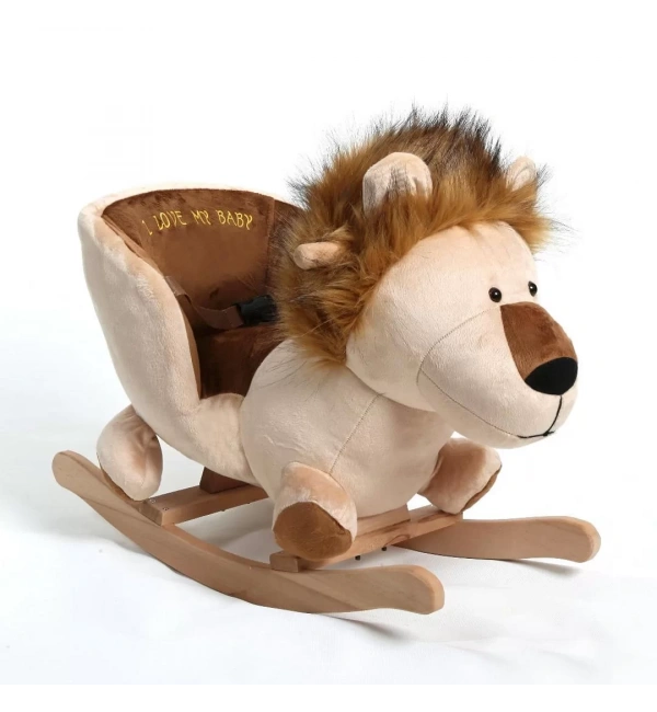 Ahşap Ayaklı Peluş Oyuncak Sallanan Aslan
