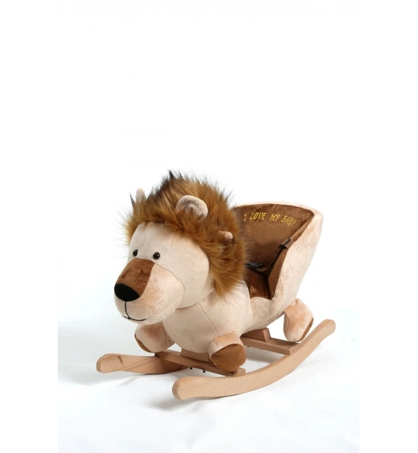 Ahşap Ayaklı Peluş Oyuncak Sallanan Aslan