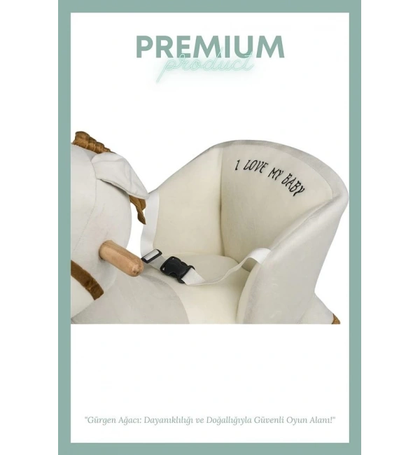 Ahşap Ayaklı Peluş Oyuncak Sallanan Eşek | Krem