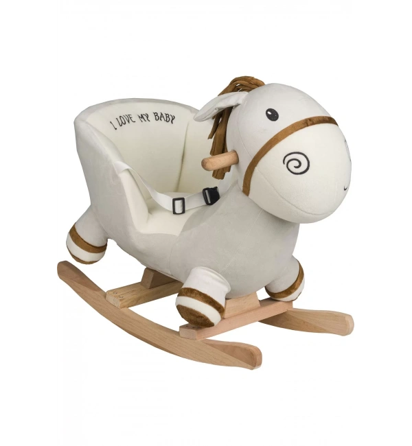 Ahşap Ayaklı Peluş Oyuncak Sallanan Eşek | Krem