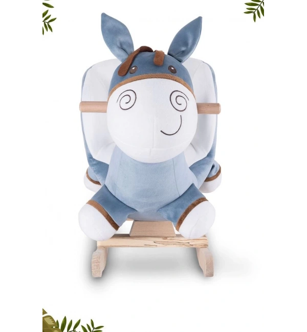 Ahşap Ayaklı Peluş Oyuncak Sallanan Eşek | Mavi