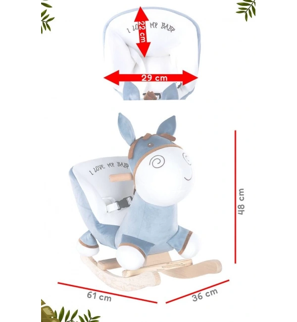 Ahşap Ayaklı Peluş Oyuncak Sallanan Eşek | Mavi