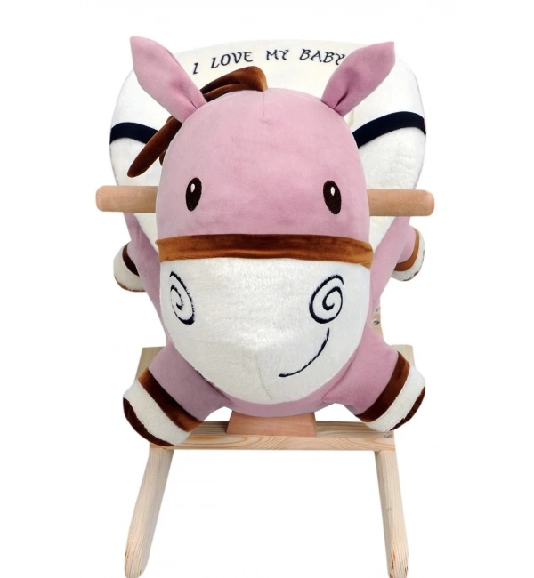 Ahşap Ayaklı Peluş Oyuncak Sallanan Eşek | Pudra