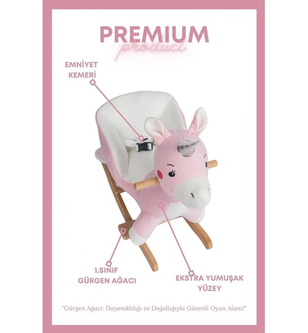 Ahşap Ayaklı Peluş Oyuncak Sallanan Unicorn