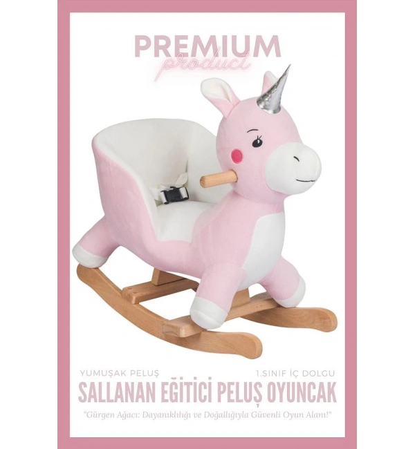 Ahşap Ayaklı Peluş Oyuncak Sallanan Unicorn