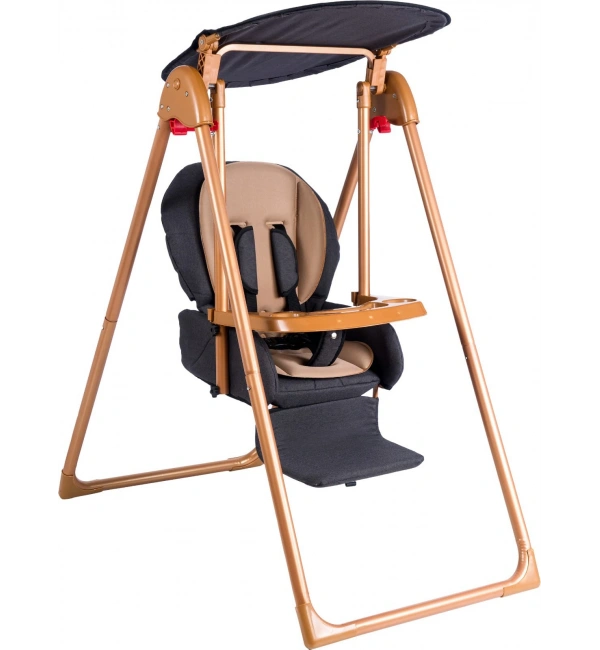 Babyklas Gold Mama Sandalyeli Bebek Salıncağı | Çok Fonksiyonlu Çocuk Salıncağı | Antrasit
