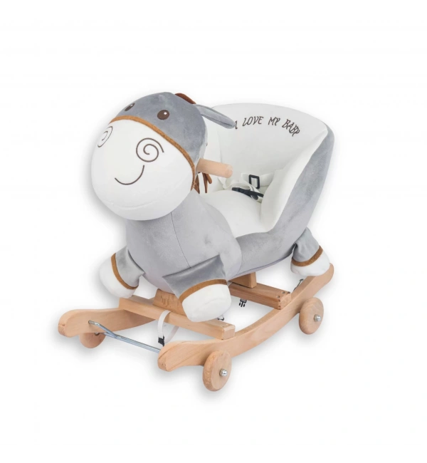 Babyklas Tekerlekli ve Sallanan Peluş Eşek Oyuncak | Gri