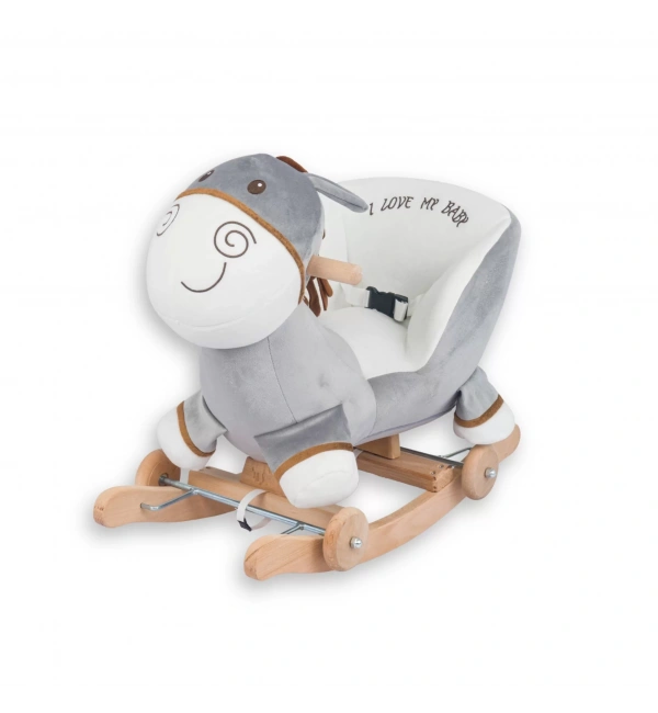 Babyklas Tekerlekli ve Sallanan Peluş Eşek Oyuncak | Gri