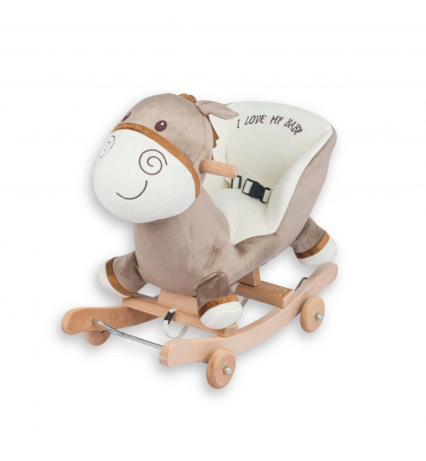 Babyklas Tekerlekli ve Sallanan Peluş Eşek Oyuncak | Krem