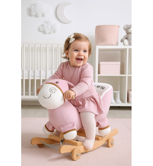 Babyklas Tekerlekli ve Sallanan Peluş Eşek Oyuncak | Pembe