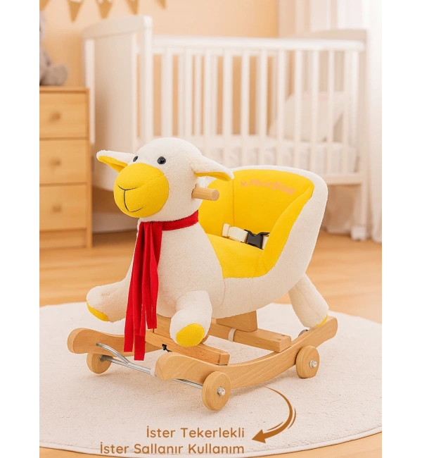 Babyklas Tekerlekli ve Sallanan Peluş Kuzu Oyuncak