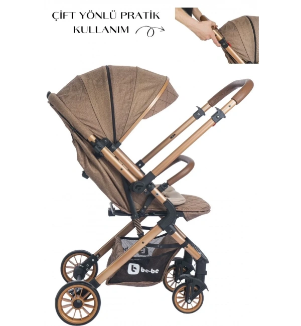 Be-Be Alpine Çift Yönlü Kabin Boy Bebek Arabası | Kahve