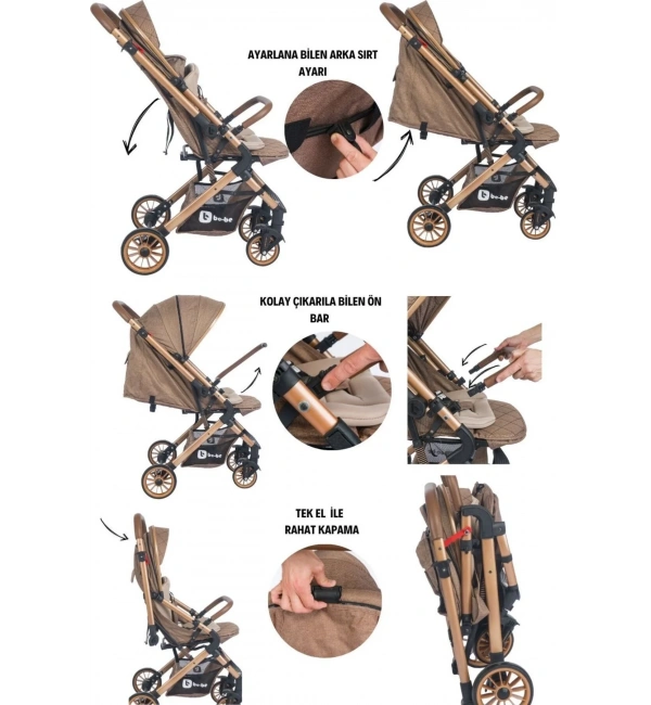 Be-Be Alpine Çift Yönlü Kabin Boy Bebek Arabası | Kahve