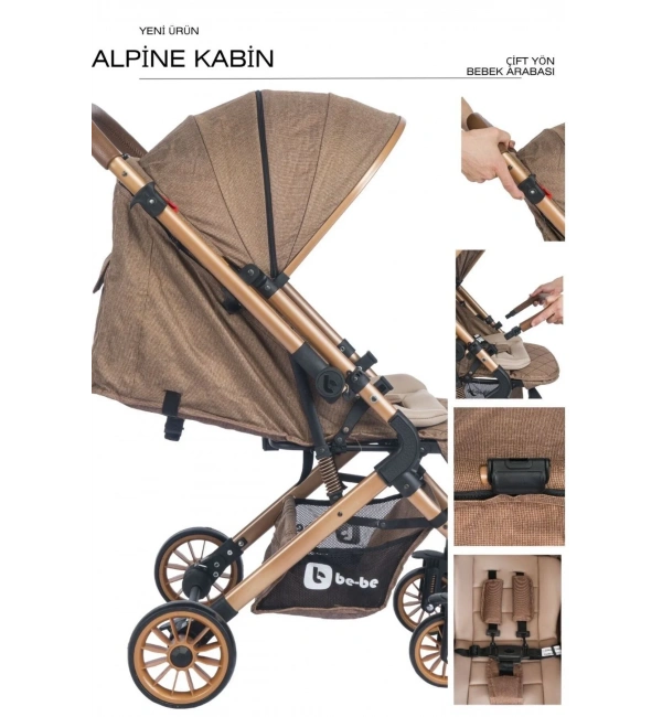 Be-Be Alpine Çift Yönlü Kabin Boy Bebek Arabası | Kahve