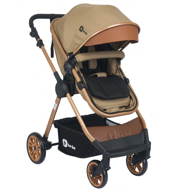 Be-Be Elegant Lux Travel Çift Yön Tam Yatış Pozisyonlu Pratik Katlanır Pusetli Bebek Arabası - Kahve