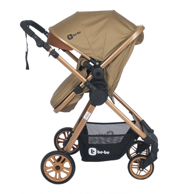 Be-Be Elegant Lux Travel Çift Yön Tam Yatış Pozisyonlu Pratik Katlanır Pusetli Bebek Arabası - Kahve