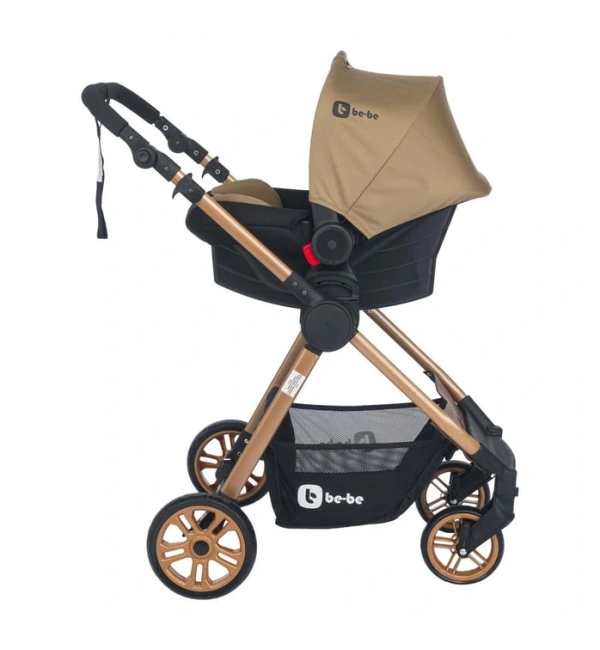 Be-Be Elegant Lux Travel Çift Yön Tam Yatış Pozisyonlu Pratik Katlanır Pusetli Bebek Arabası - Kahve