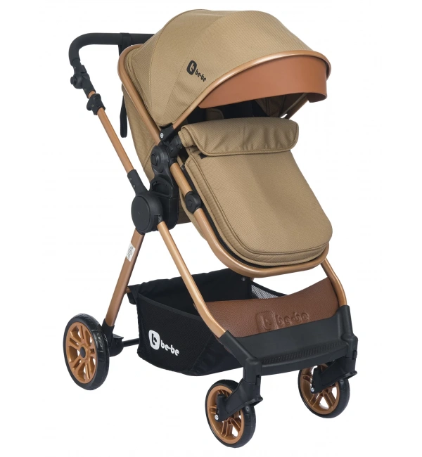 Be-Be Elegant Lux Travel Çift Yön Tam Yatış Pozisyonlu Pratik Katlanır Pusetli Bebek Arabası - Kahve