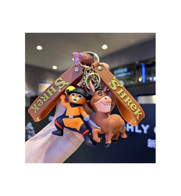 Çizmeli Kedi ve Eşek Karakterli Anahtarlık & Çanta Süsü