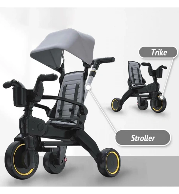 Ebeveyn Kontrollü 3 Tekerlekli Katlanabilir Bisiklet | Gri