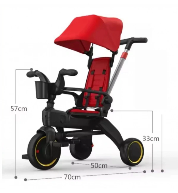 Ebeveyn Kontrollü 3 Tekerlekli Katlanabilir Bisiklet | Yeşil