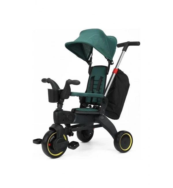 Ebeveyn Kontrollü 3 Tekerlekli Katlanabilir Bisiklet | Yeşil