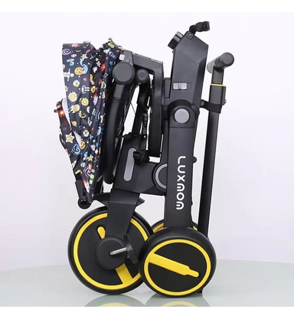 Katlanabilir Çift Yönlü Ebeveyn Kontrollü Çocuk Bisikleti | Figürlü Siyah