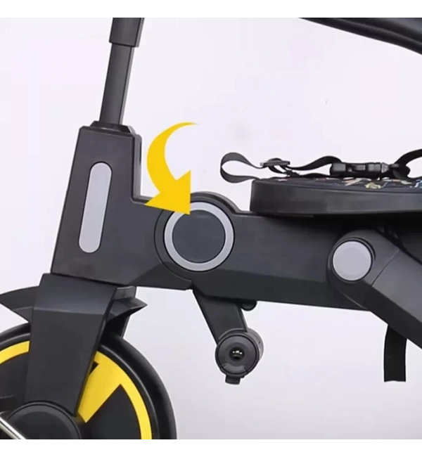 Katlanabilir Çift Yönlü Ebeveyn Kontrollü Çocuk Bisikleti | Figürlü Siyah
