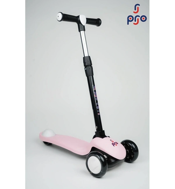 PRO Toys Işık/Ledli Üç Teker Yükseklik Ayarlanabilir ve Katlanabilir Fren Sistemli Çocuk Scooter | Pudra