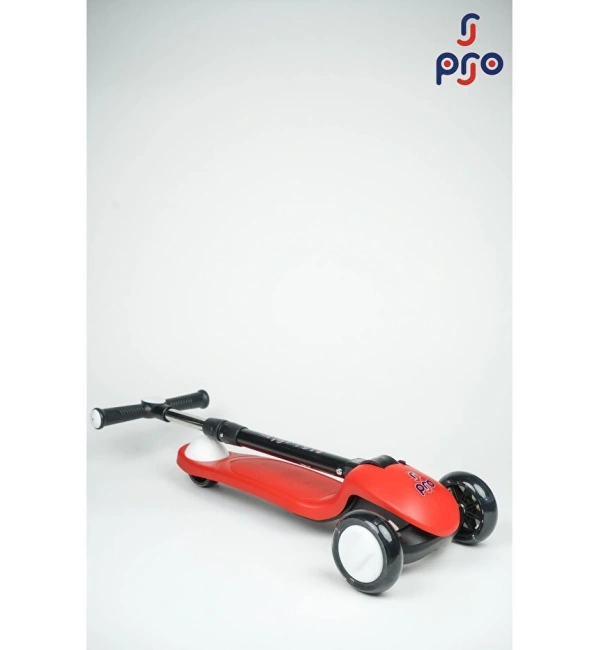 PRO Toys Işık/Ledli Üç Teker Yükseklik Ayarlanabilir ve Katlanabilir Fren Sistemli Çocuk Scooter | Kırmızı